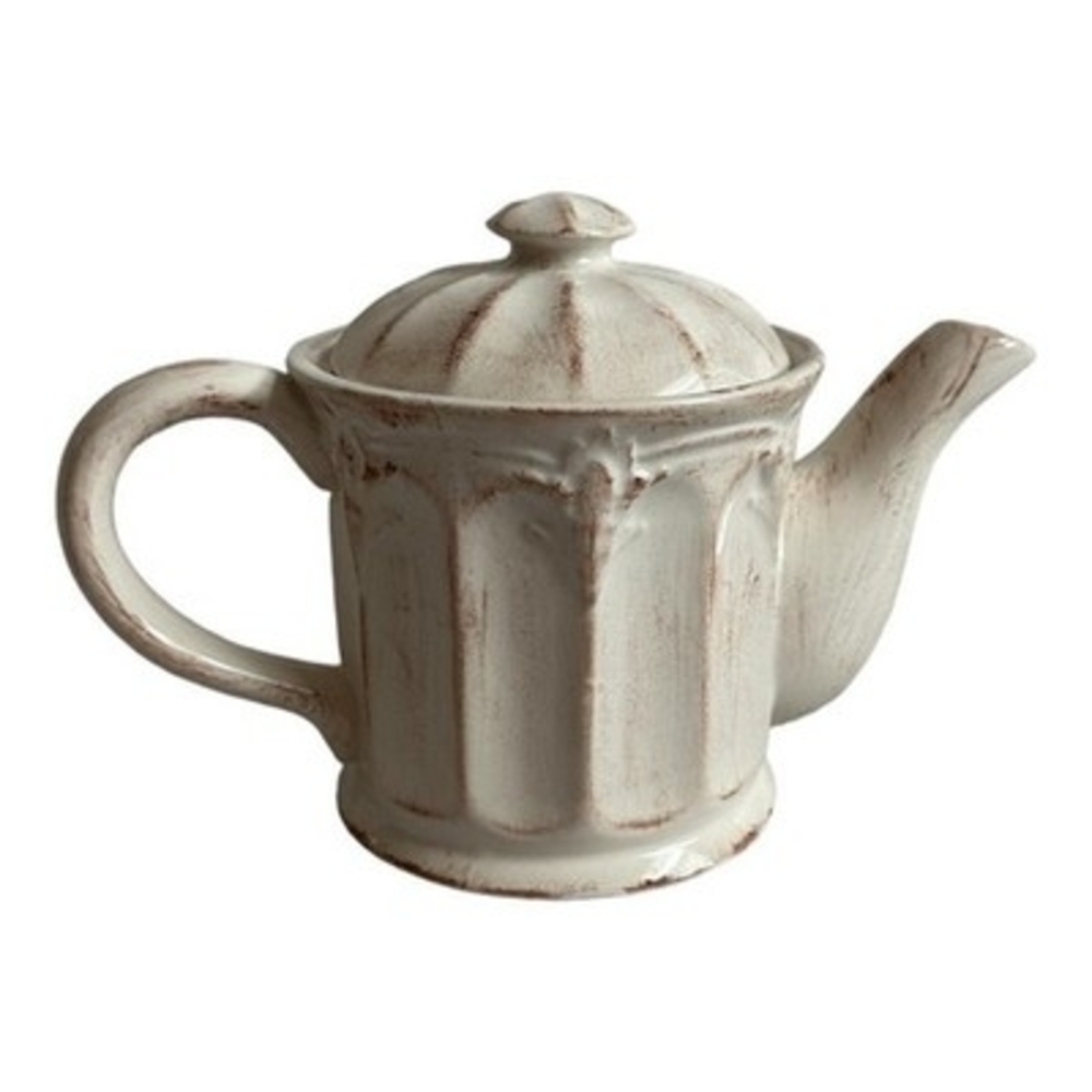 Vintage CBK Shabby Chic Teapot 9.5" Glazed Ceramic Farmhouse Off-White Excellent - Picture 3 of 6